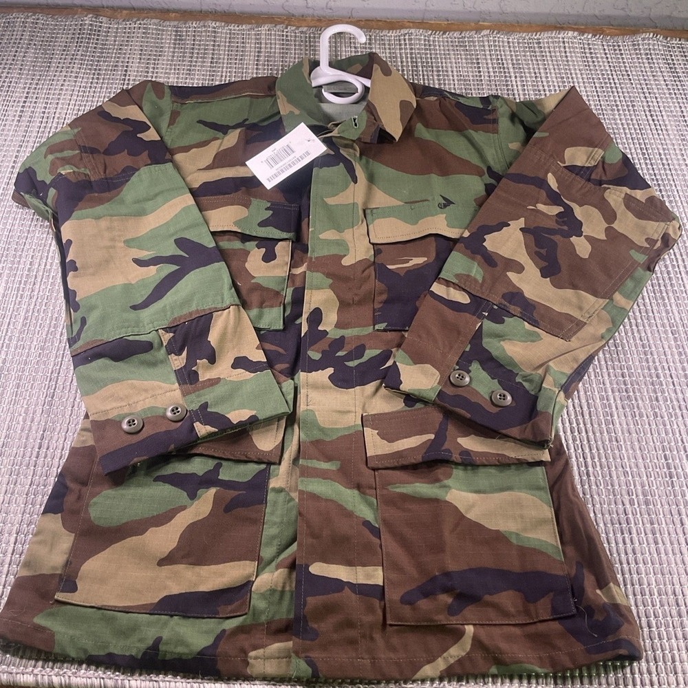 US Military BDU Combat Coat Woodland Camo Ripstop Jacket XS Regular